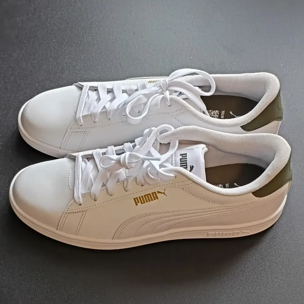 PUMA Men’s White/Green/Gold Low Top Lace-Up Athletic Sneakers New No Box